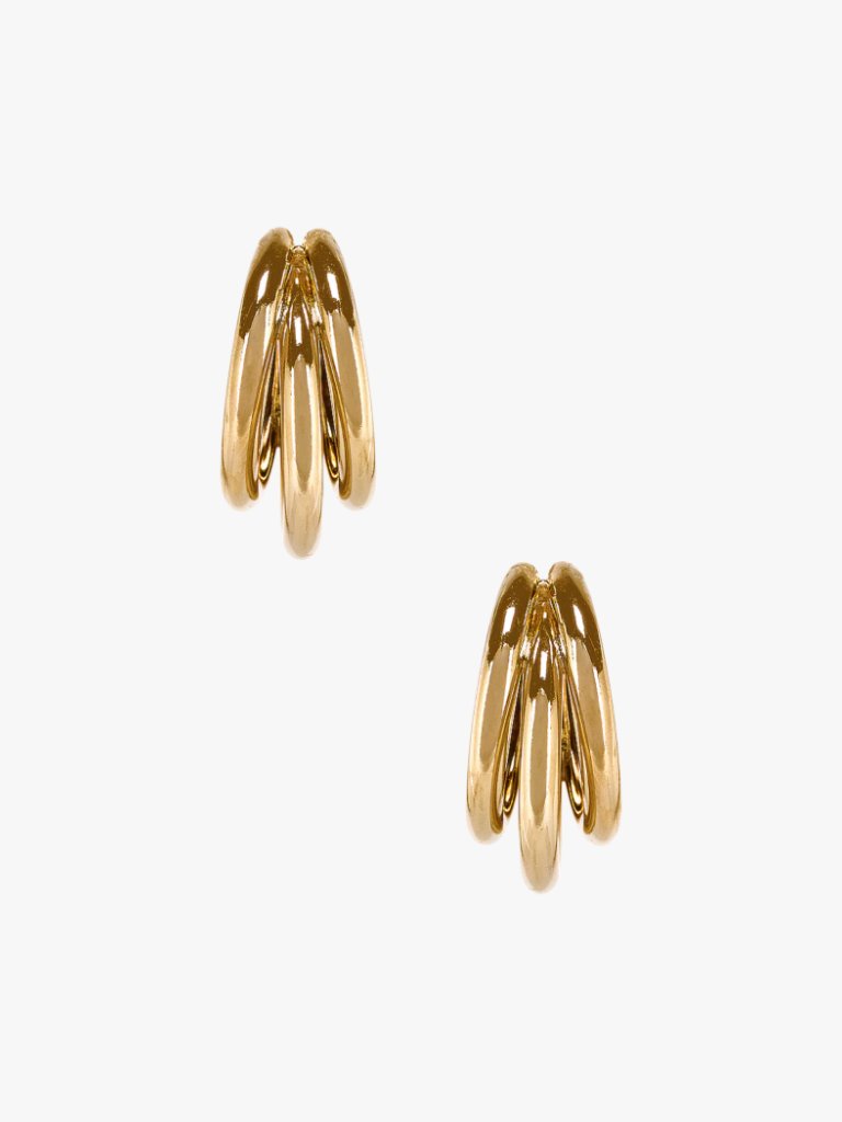 8 Other Reasons Chance Hoops Gold Plated Triple Cluster Tube Chunky Earring 25$